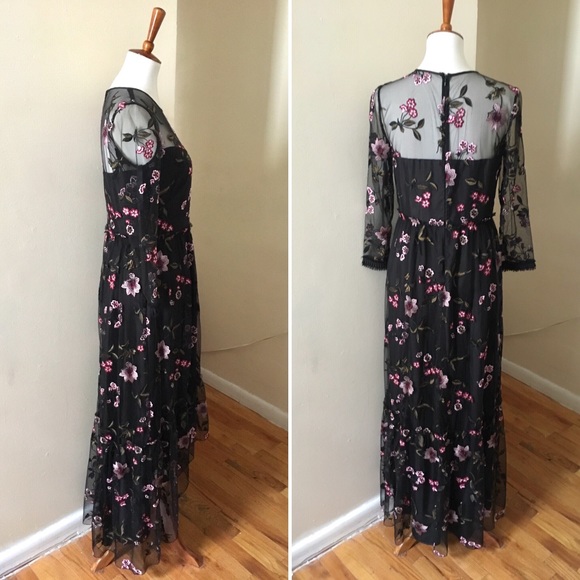 NEW Shoshanna Midnight Floral Embroidered Gown 8 - Picture 6 of 8
